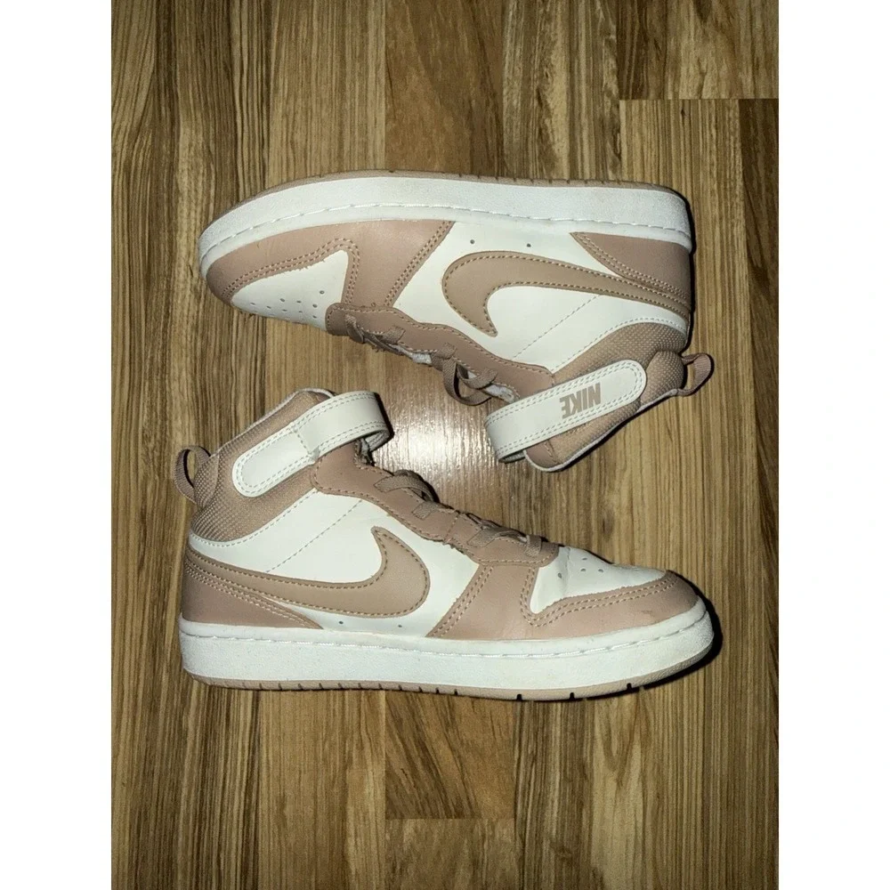 Nike Court Borough Mid 2 Youth Kids Shoes Size 2Y 2 Tan Off‎ White